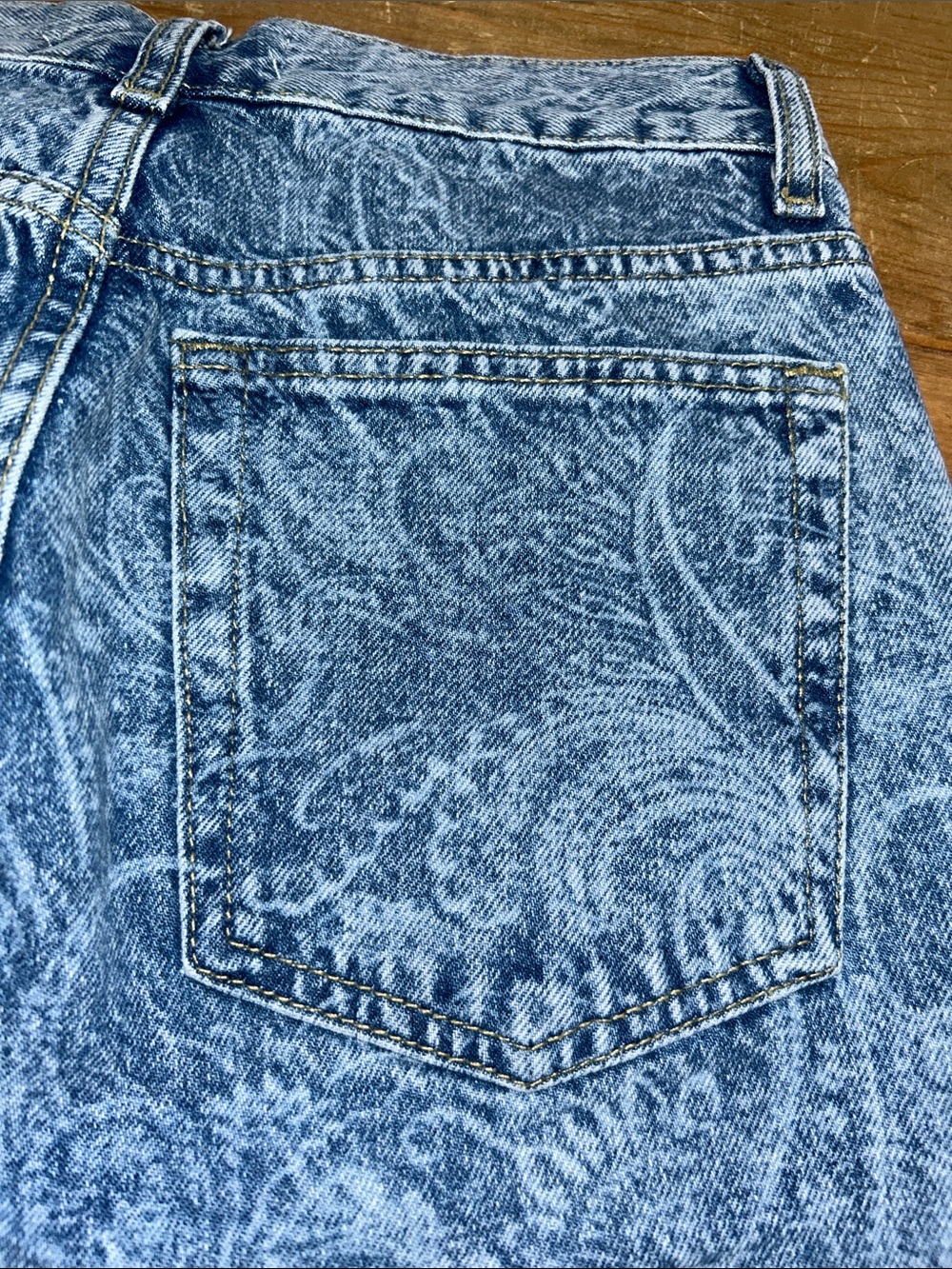 MNG Mango Women’s Paisley Print Straight Leg Jeans Size 2 High Rise Blue Denim - Picture 7 of 11